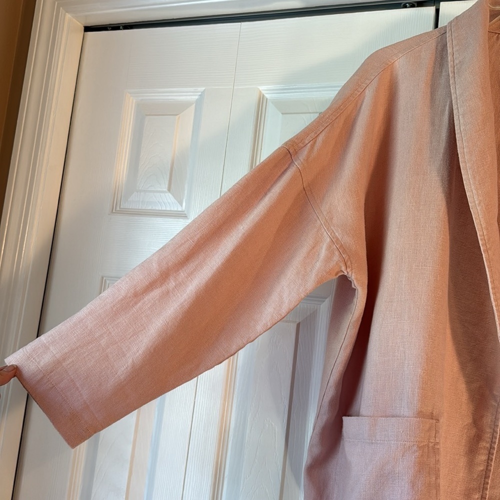 Eileen Fisher Organic Linen Shawl Collar Jacket Dusty Pink Rose Size S - Picture 4 of 15